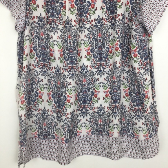 Intro Ditsy Floral Paisley Print Top Beaded V-Neck Women’s Size 2X Lightweight - Picture 11 of 13